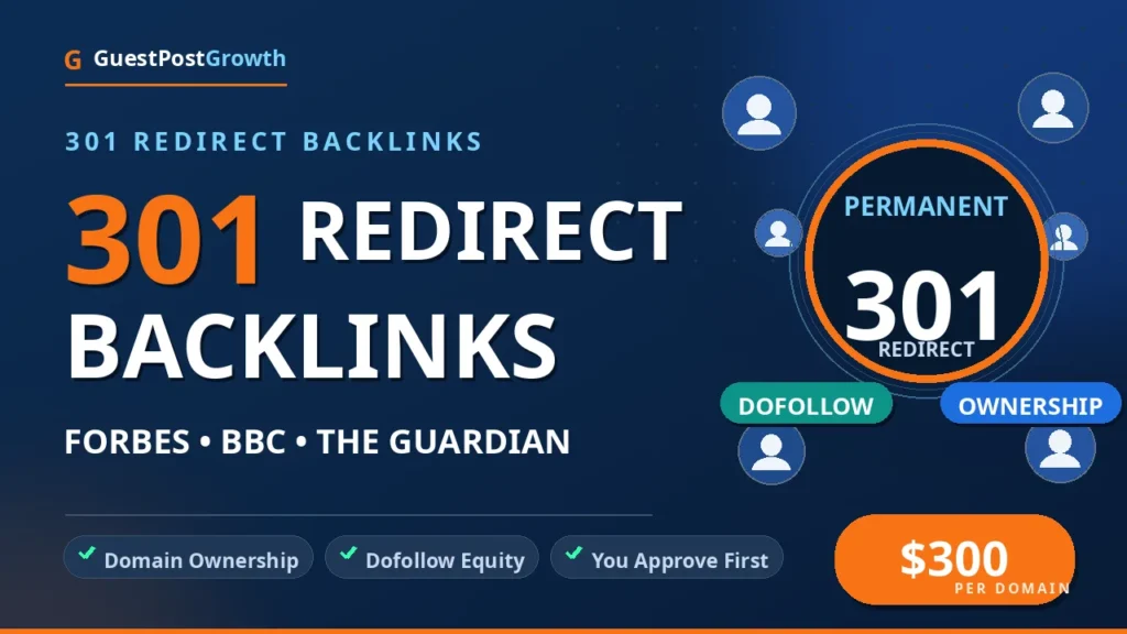 Dofollow backlinks from Forbes BBC The Guardian via 301 redirect domain — 301 redirect backlink service
