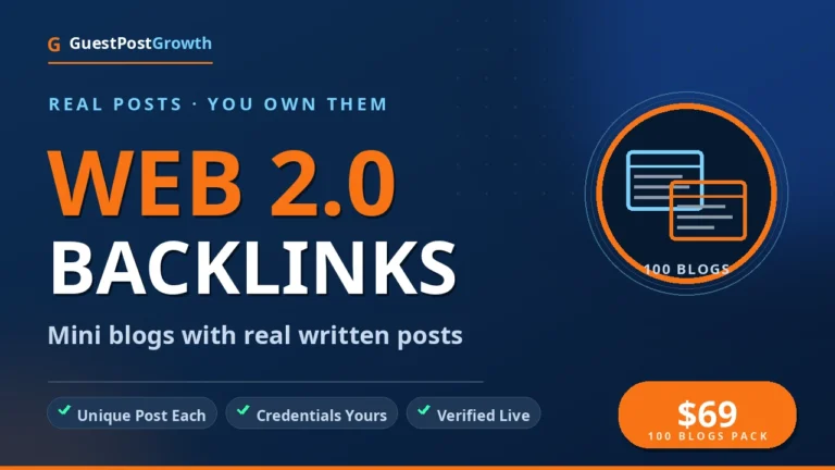 Buy Web 2.0 backlinks — 100 mini blogs with unique written posts — GuestPostGrowth
